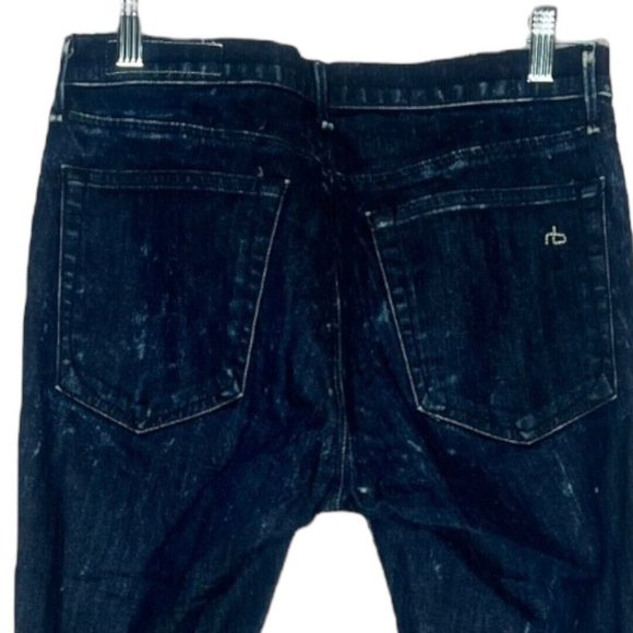 Rag & Bone Jeans Womens 2 25" Blue Dark Acid Wash Mid Rise Crop‎ Skinny Leg - Picture 4 of 8